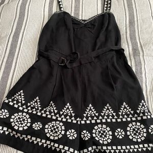 Anthropologie black linen romper. Size Medium.